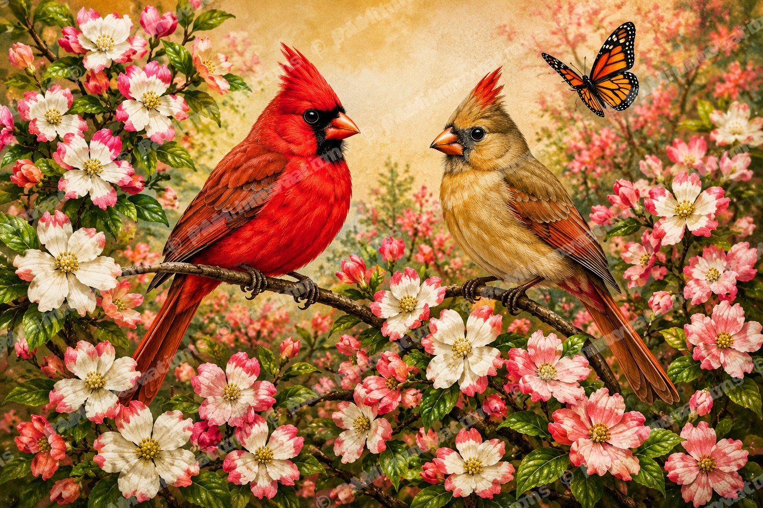 BC-005 Cardinal Pair – Digitally Printed Bird Door Mat Design