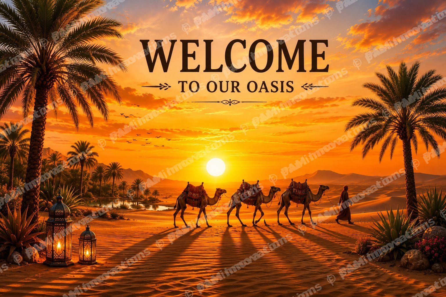 DC-002 Welcome to Our Oasis – Decorative Desert Door Mat Design
