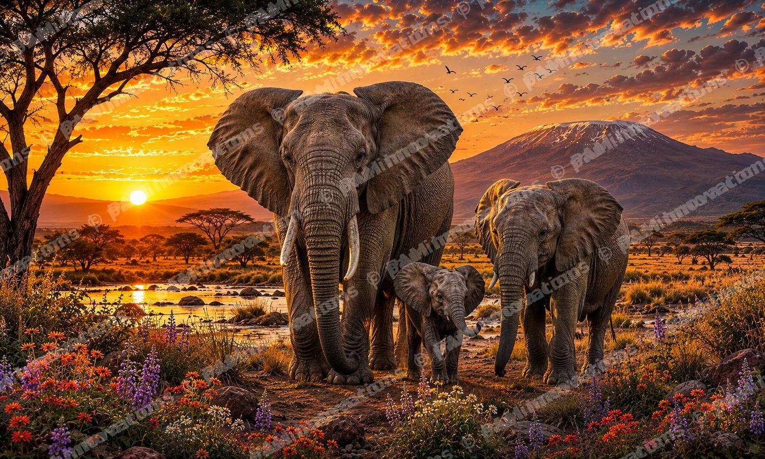 WC-001 Elephant Family – Digitally Printed Wildlife Door Mat Design