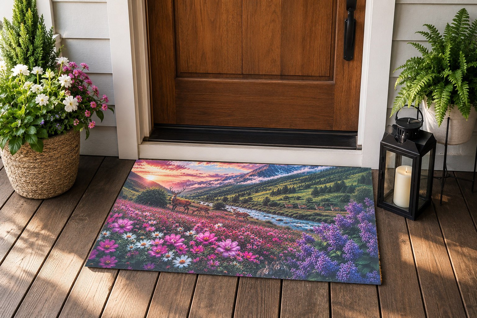 WC-006 Deer Valley — Real Printed Felt Door Mat at Entrance